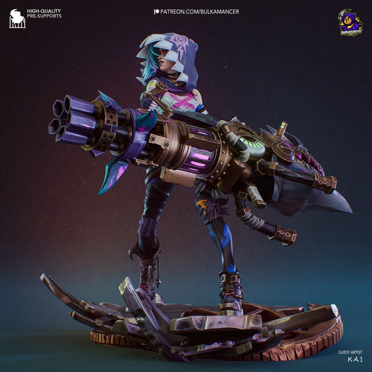 Jinx Minigun - Figura de Resina Pintada a Mano (Escala 1/6 & 1/4) - SaulCeVe