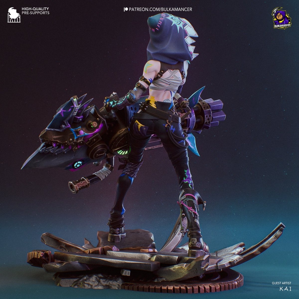 Jinx Minigun - Figura de Resina Pintada a Mano (Escala 1/6 & 1/4) - SaulCeVe