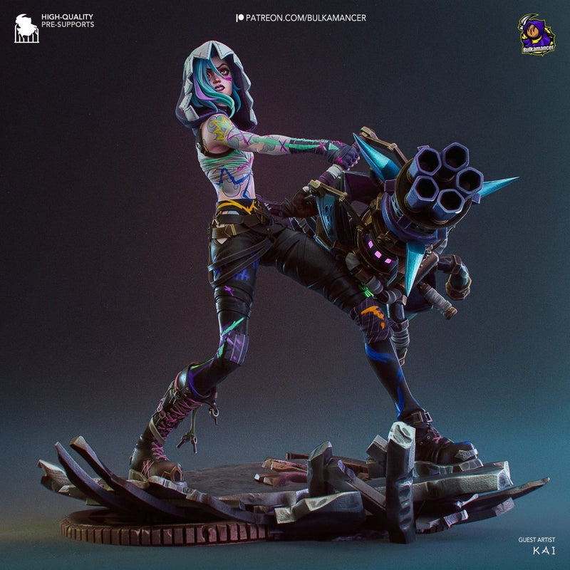 Jinx Minigun - Figura de Resina Pintada a Mano (Escala 1/6 & 1/4) - SaulCeVe